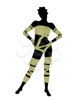 Royalty Free Clipart Image of a Woman Wrapped Like a Mummy