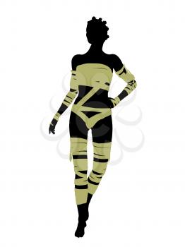 Royalty Free Clipart Image of a Woman Wrapped Like a Mummy