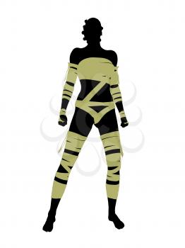 Royalty Free Clipart Image of a Woman Wrapped Like a Mummy