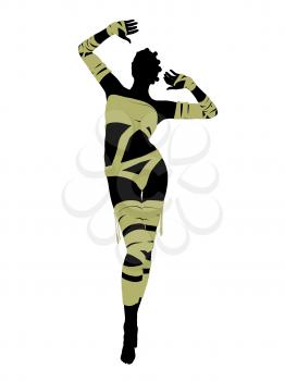 Royalty Free Clipart Image of a Woman Wrapped Like a Mummy