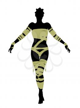 Royalty Free Clipart Image of a Woman Wrapped Like a Mummy