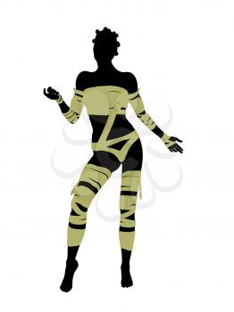 Royalty Free Clipart Image of a Woman Wrapped Like a Mummy