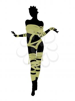 Royalty Free Clipart Image of a Woman Wrapped Like a Mummy