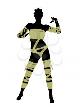 Royalty Free Clipart Image of a Woman Wrapped Like a Mummy