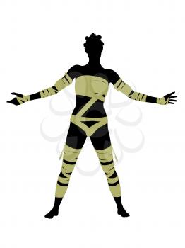 Royalty Free Clipart Image of a Woman Wrapped Like a Mummy