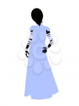 Royalty Free Clipart Image of a Silhouette of the Bride of Frankenstein