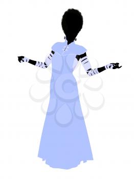 Royalty Free Clipart Image of a Silhouette of the Bride of Frankenstein