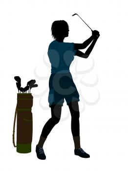 Royalty Free Clipart Image of a Female Golfer