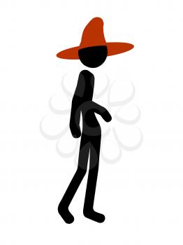 Royalty Free Clipart Image of a Stick Witch