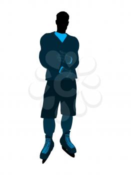 Male hockey player art illustration silhouette on a white background