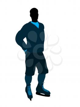 Male hockey player art illustration silhouette on a white background