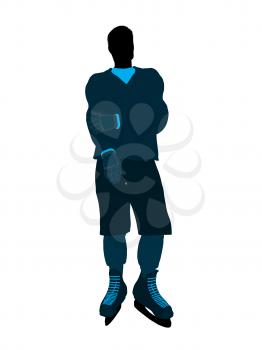 Male hockey player art illustration silhouette on a white background