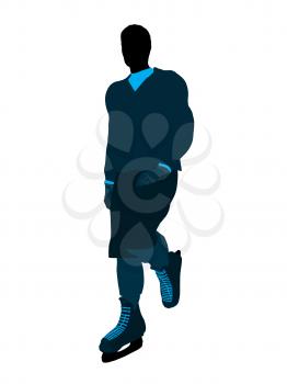 Male hockey player art illustration silhouette on a white background