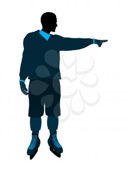 Male hockey player art illustration silhouette on a white background