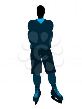 Male hockey player art illustration silhouette on a white background