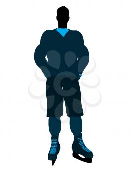 Male hockey player art illustration silhouette on a white background