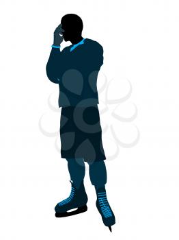 Male hockey player art illustration silhouette on a white background