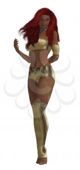 Royalty Free Clipart Image of a Woman in Clothes With Native Designs