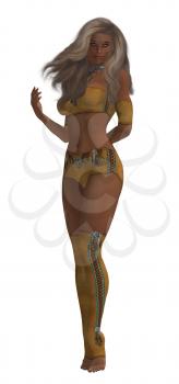 Royalty Free Clipart Image of a Woman in Clothes With Native Designs