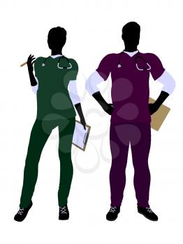 Royalty Free Clipart Image of a Doctor and Nurse