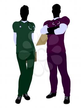 Royalty Free Clipart Image of a Doctor and Nurse