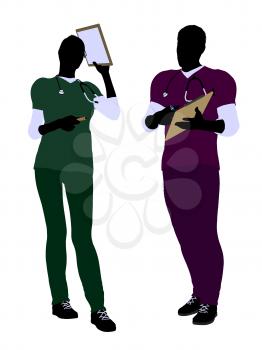 Royalty Free Clipart Image of a Doctor and Nurse