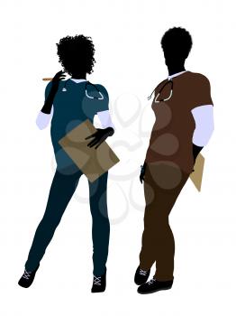 Royalty Free Clipart Image of a Doctor and Nurse