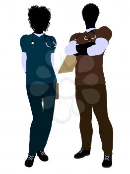 Royalty Free Clipart Image of a Doctor and Nurse