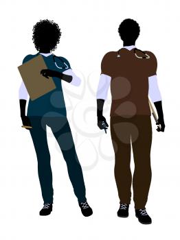 Royalty Free Clipart Image of a Doctor and Nurse