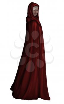 Royalty Free Clipart Image of a Girl in a Red Cape