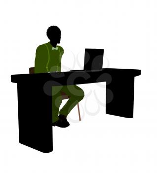 Royalty Free Clipart Image of a Man at a Desk