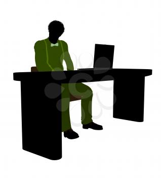 Royalty Free Clipart Image of a Man at a Desk