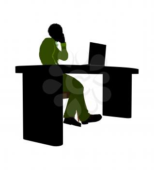 Royalty Free Clipart Image of a Man at a Desk