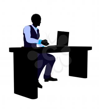 Royalty Free Clipart Image of a Man at a Desk