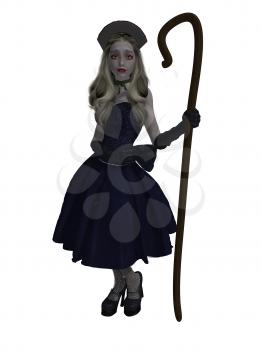 Royalty Free Clipart Image of a Little Shepherdess