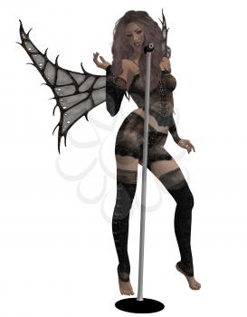 Royalty Free Clipart Image of a Fairy at a Microphone