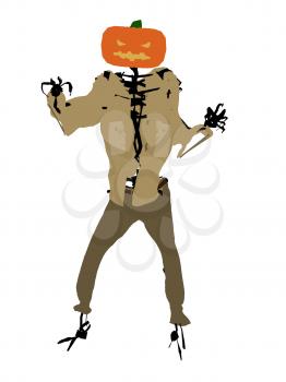 Royalty Free Clipart Image of a Scary Pumpkin Man