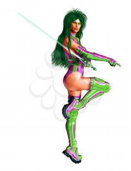 Royalty Free Clipart Image of a Warrior Woman