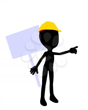 Royalty Free Clipart Image of a Worker Holding a Sign