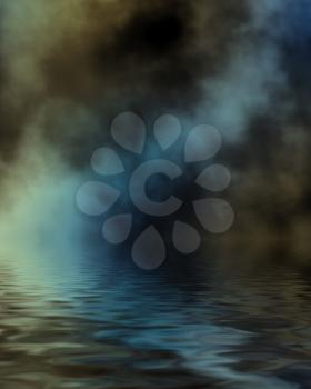 Royalty Free Clipart Image of a Water and Bokeh Background