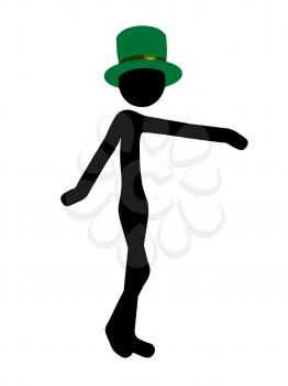 Royalty Free Clipart Image of a St. Patrick's Day Stick Figure