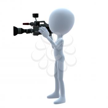 Royalty Free Clipart Image of a 3D Guy With a Camera