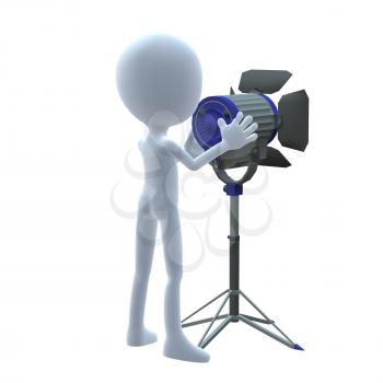 Royalty Free Clipart Image of a 3D Guy With a Light