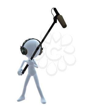 Royalty Free Clipart Image of a 3D Guy With a Microphone