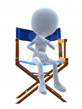 Royalty Free Clipart Image of a 3D Guy in a Director Chair