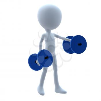 Royalty Free Clipart Image of a 3D Guy With Weights