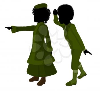 Royalty Free Clipart Image of Two Victorian Children