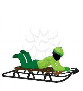 Royalty Free Clipart Image of a Boy on a Sled