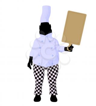 Royalty Free Clipart Image of a Chef Holding a Sign