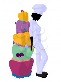 Royalty Free Clipart Image of a Chef With a Cake